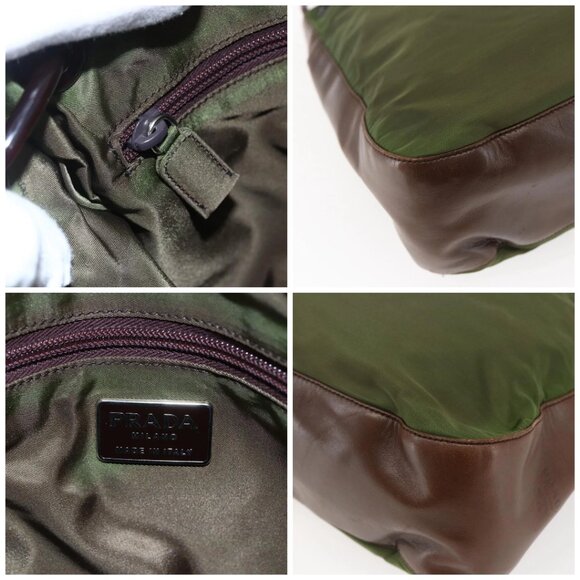 PRADA Chain Shoulder Bag Nylon Khaki Auth - Picture 13 of 16
